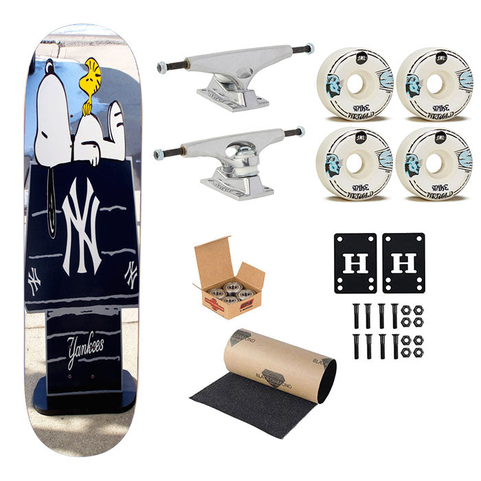 New York Yankees Logos And Uniforms Snoopy Skateboard Complete Board 8.0" X 31.75"