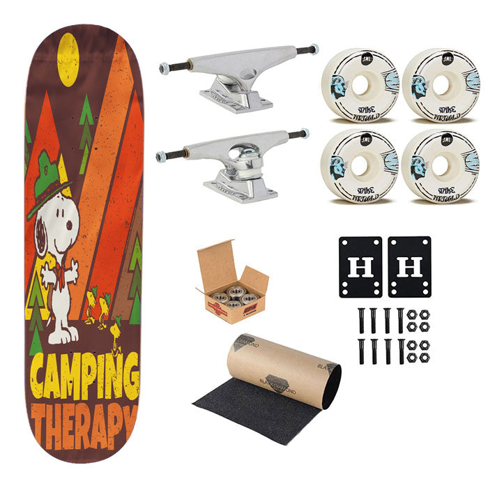 Peanuts Camping Therapy Snoopy Skateboard Complete Board 8.0" X 31.75"