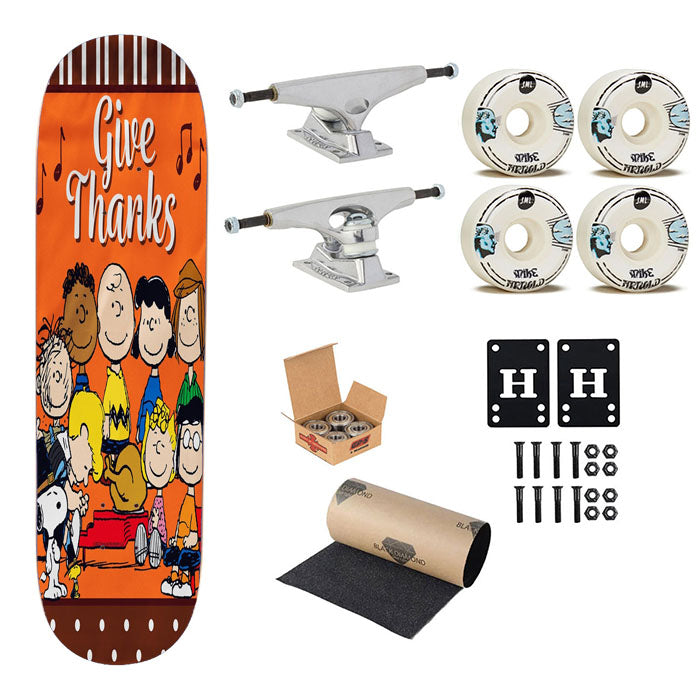 Peanuts Gang Give Thanks Thanksgiving Skateboard Complete Board 8.0" X 31.75"