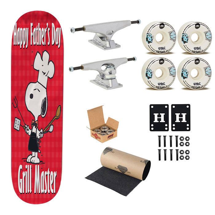 Peanuts Happy Father'S Day Grill Master Skateboard Complete Board 8.0" X 31.75"