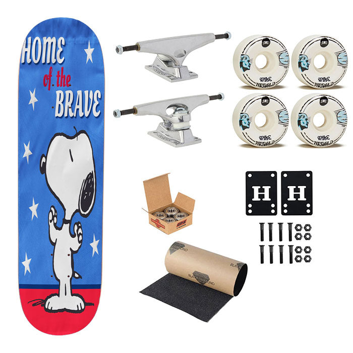 Peanuts Home Of The Brave Snoopy Skateboard Complete Board 8.0" X 31.75"