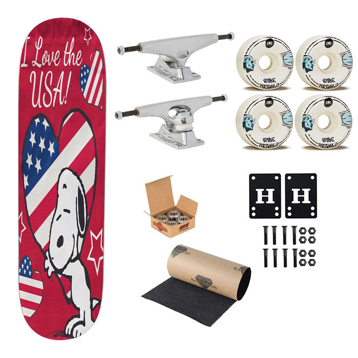 Peanuts I Love The Usa Snoopy Skateboard Complete Board 8.0" X 31.75"
