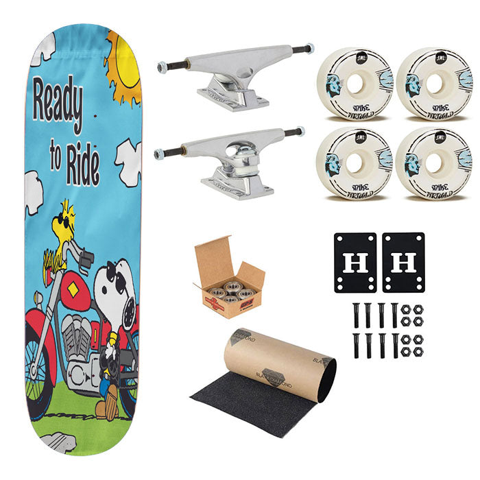 Peanuts Motorcycle Joe Snoopy Ready To Ride Skateboard Complete Board 8.0" X 31.75"