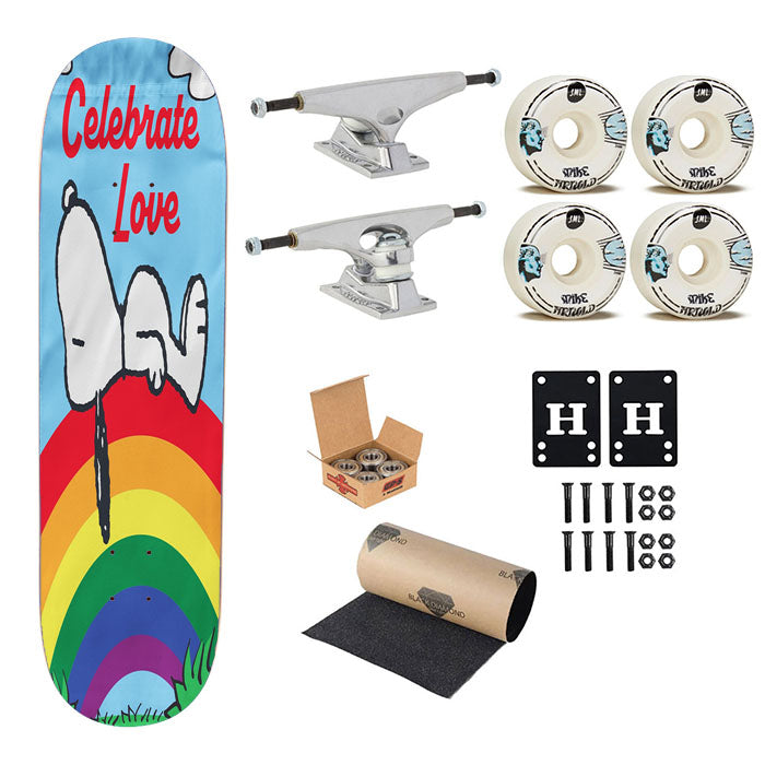 Peanuts Rainbow Celebrate Love Snoopy Skateboard Complete Board 8.0" X 31.75"