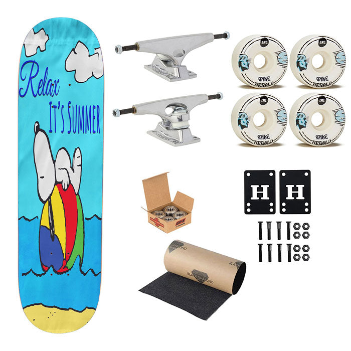 Peanuts Relax It'S Summer Snoopy Skateboard Complete Board 8.0" X 31.75"