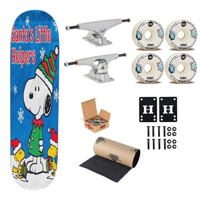 Peanuts Santa'S Little Helpers Snoopy And Woodstock Christmas Skateboard Complete Board 8.0" X 31.75"