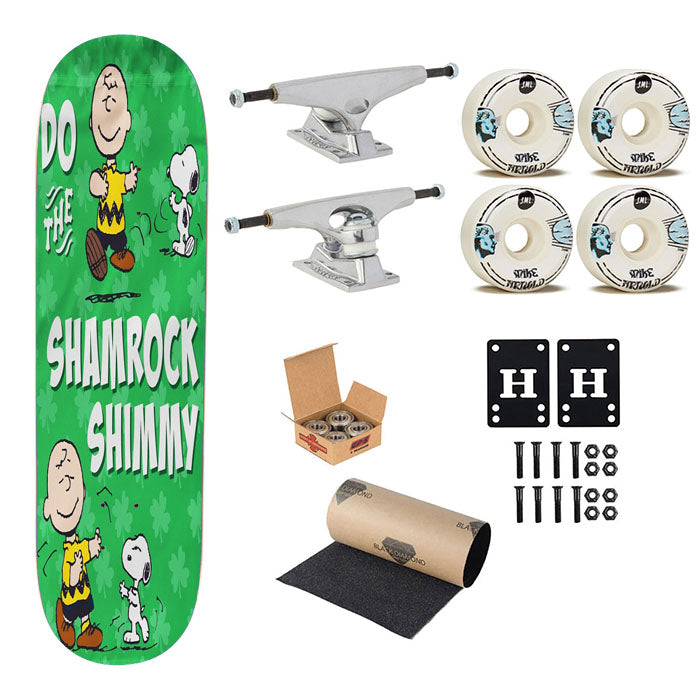 Peanuts Snoopy And Charlie Brown Shamrock Skateboard Complete Board 8.0" X 31.75"