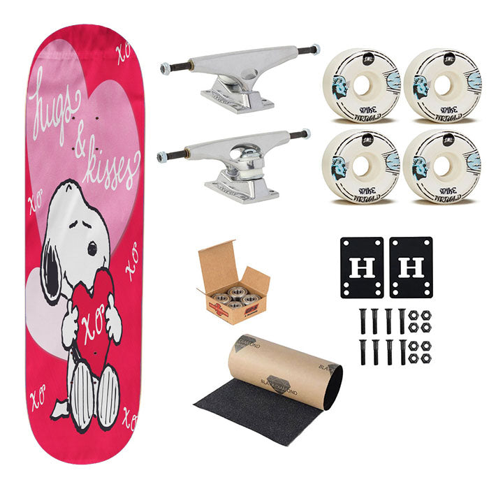 Peanuts Valentines Day Hugs And Kisses Skateboard Complete Board 8.0" X 31.75"