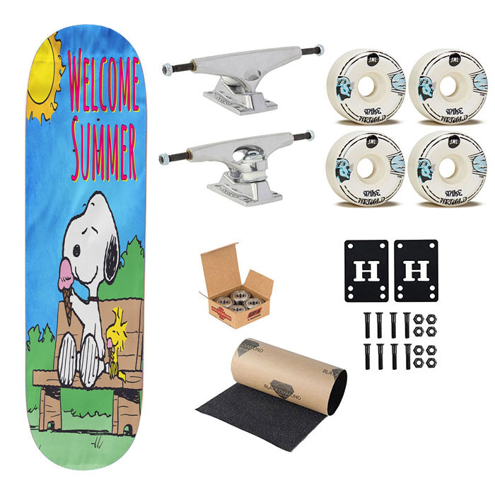 Peanuts Welcome Summer Snoopy & Woodstock Skateboard Complete Board 8.0" X 31.75"