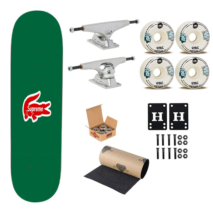 Red Lacoste Supreme Skateboard Complete Board 8.0" X 31.75"
