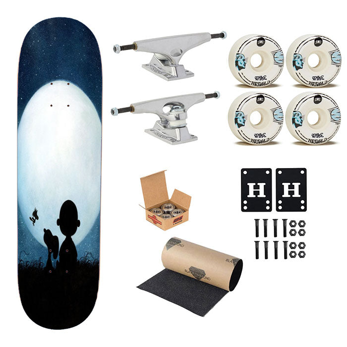 Snoopy Charlie Brown And Moon Skateboard Complete Board 8.0" X 31.75"