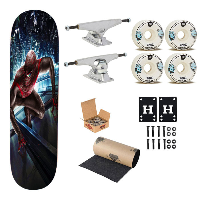 Spider Man Dark Red Skateboard Complete Board 8.0" X 31.75"