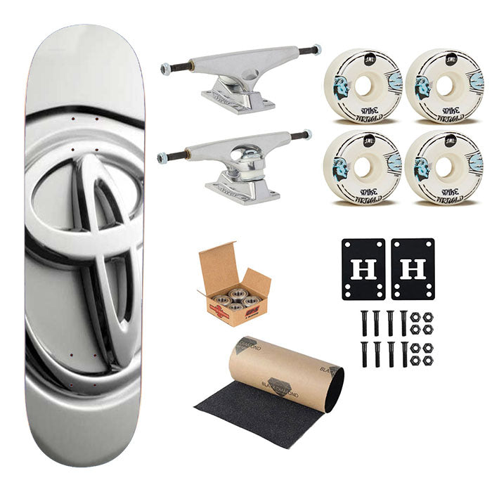 Toyota Logo Chrome Skateboard Complete Board 8.0" X 31.75"