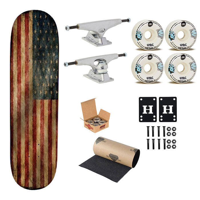 Vintage American Flag Skateboard Complete Board 8.0" X 31.75"