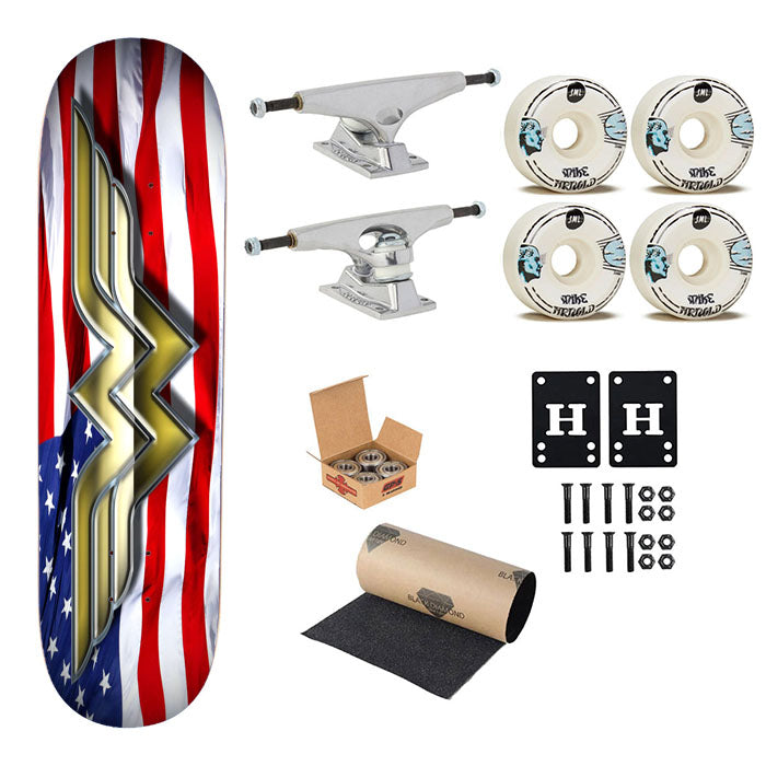 Wonder Woman American Flag Skateboard Complete Board 8.0" X 31.75"