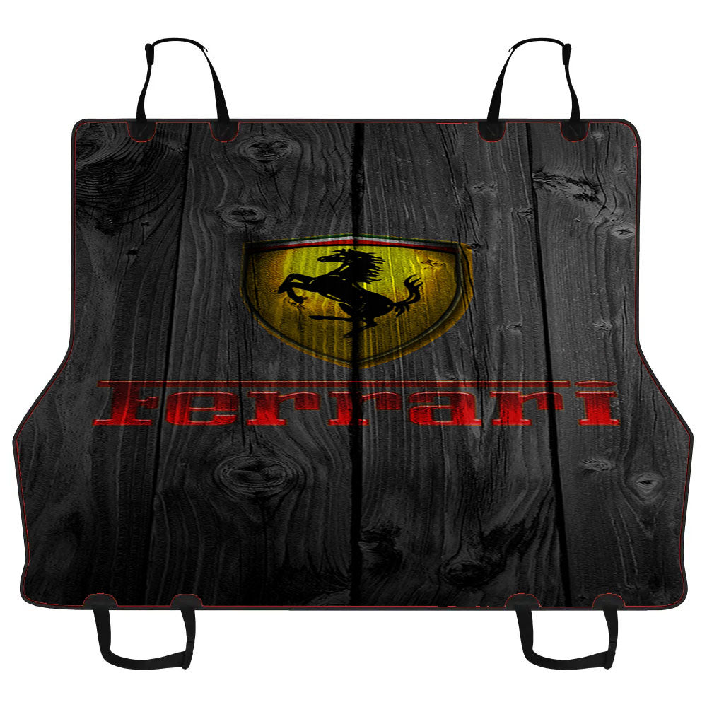 Ferrari Luxury Car Logo Dark Wood Wallpaper Car Pet Seat Cover