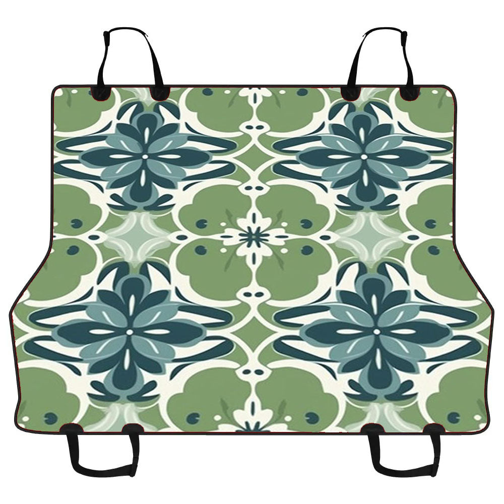 A Seamless Pattern With Blue Flowers And Green Leaves Car Pet Seat Cover
