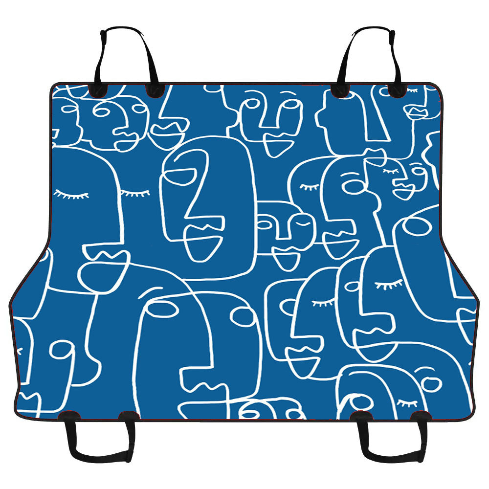 Abstract Face Blue Car Pet Seat Cover