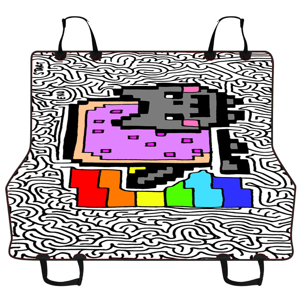Abstract Rainbow Cute Cat Car Pet Seat Cover