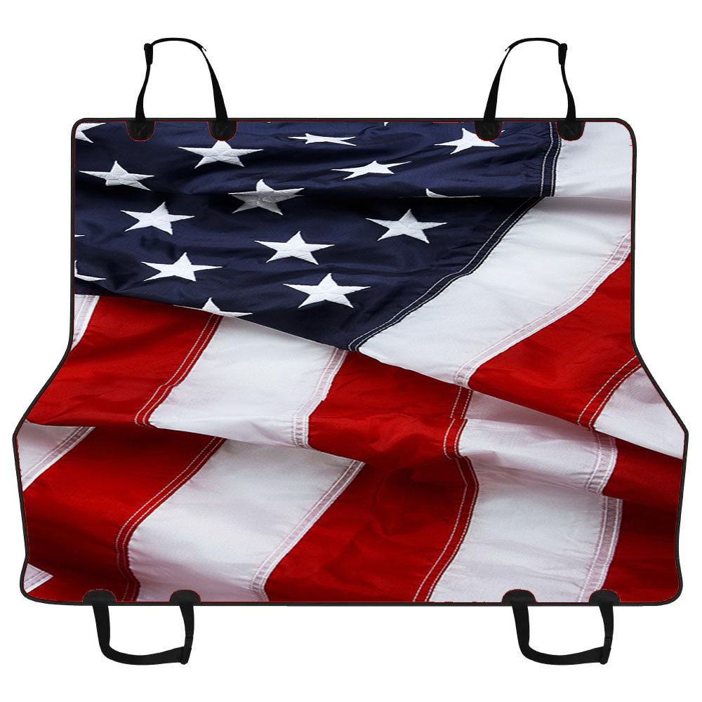 American Flag Ruffled Car Pet Seat Cover