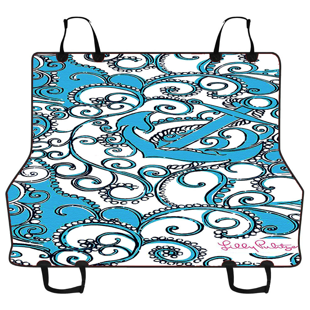 Anchor Pattern Carving Blue Lilly Pulitzer Car Pet Seat Cover