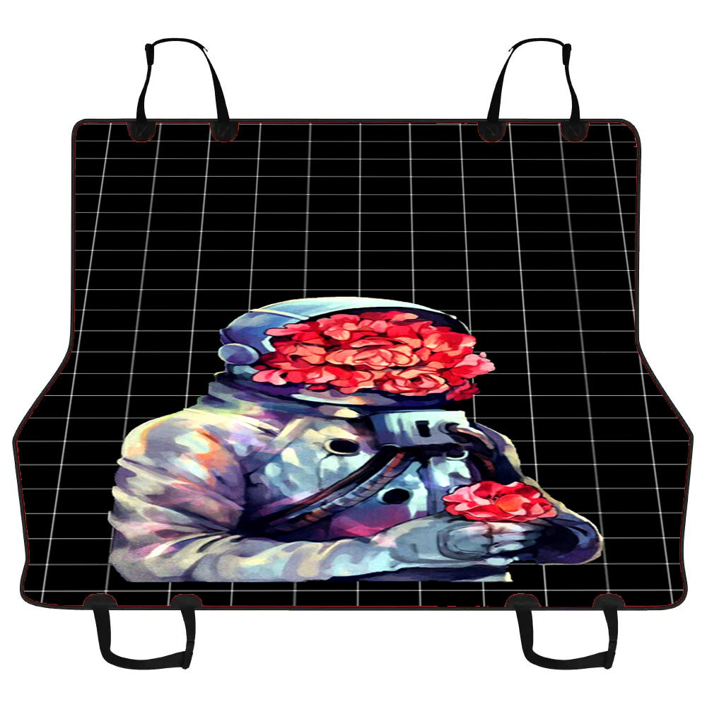 Astronauta Flower Red Square Car Pet Seat Cover