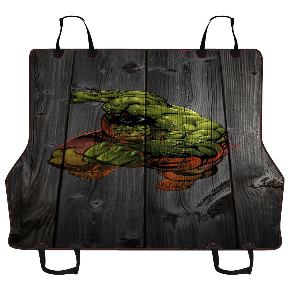 Avengers Marvel Hulk Logo Dark Wood Wallpaper Car Pet Seat Cover