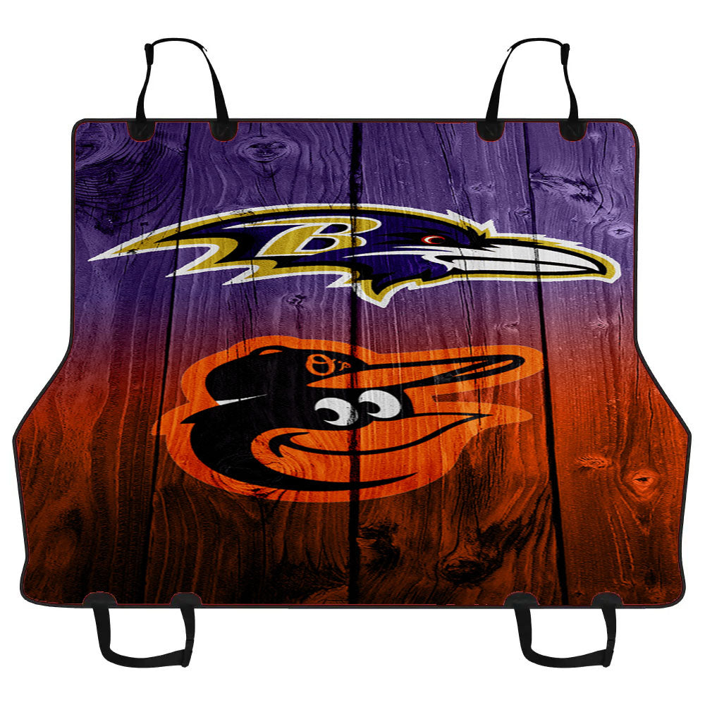 Baltimore Ravens Nfl Orioles Mlb Logo Dark Wood Car Pet Seat Cover