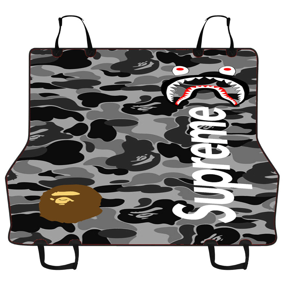 Bape Camo Shark Face Logo Grey 2 Car Pet Seat Cover