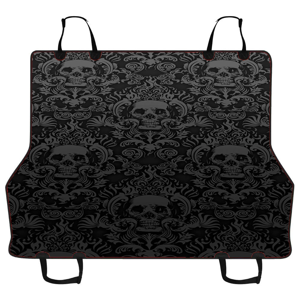 Black Damask Skull Pattern Car Pet Seat Cover
