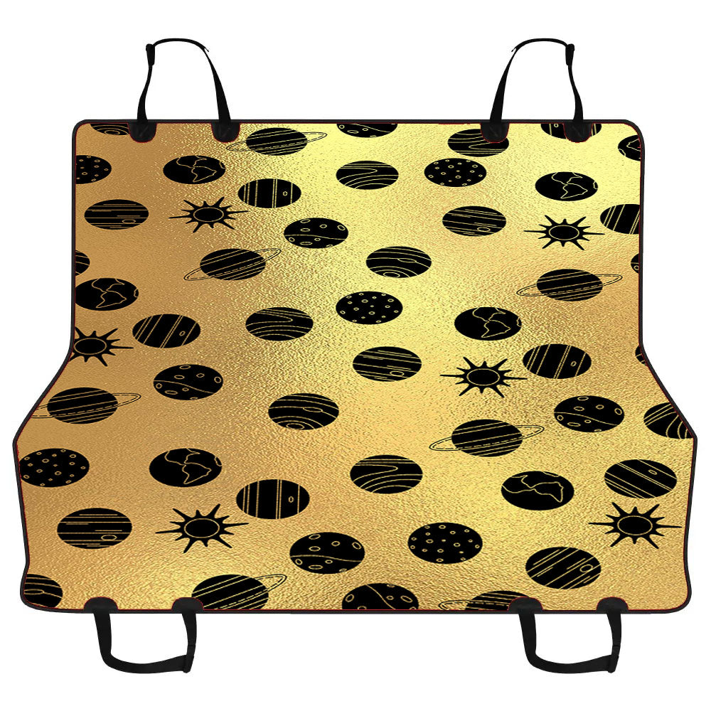 Black Gold Planet Pattern Doodle Car Pet Seat Cover