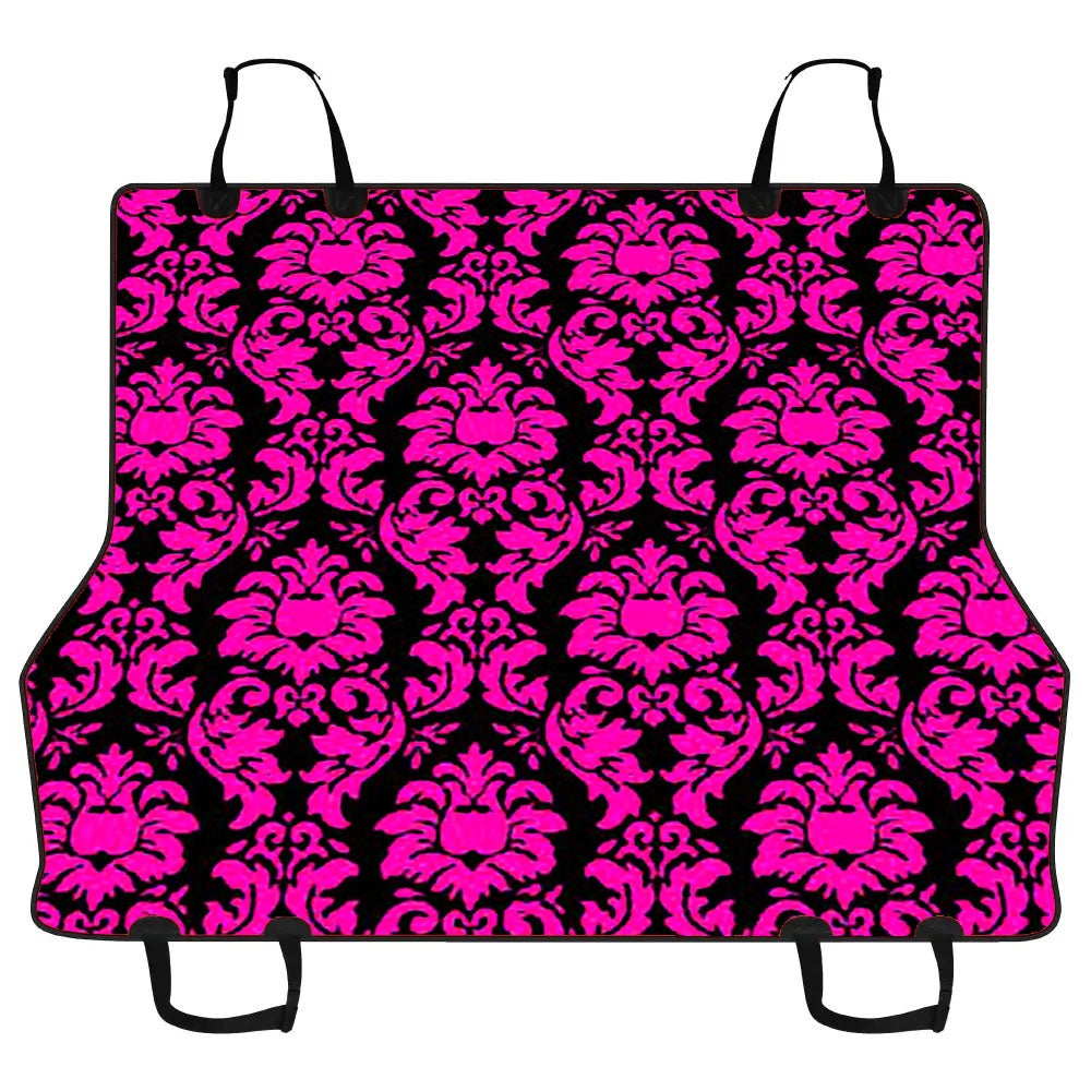 Black Pink Damask Pattern Car Pet Seat Cover