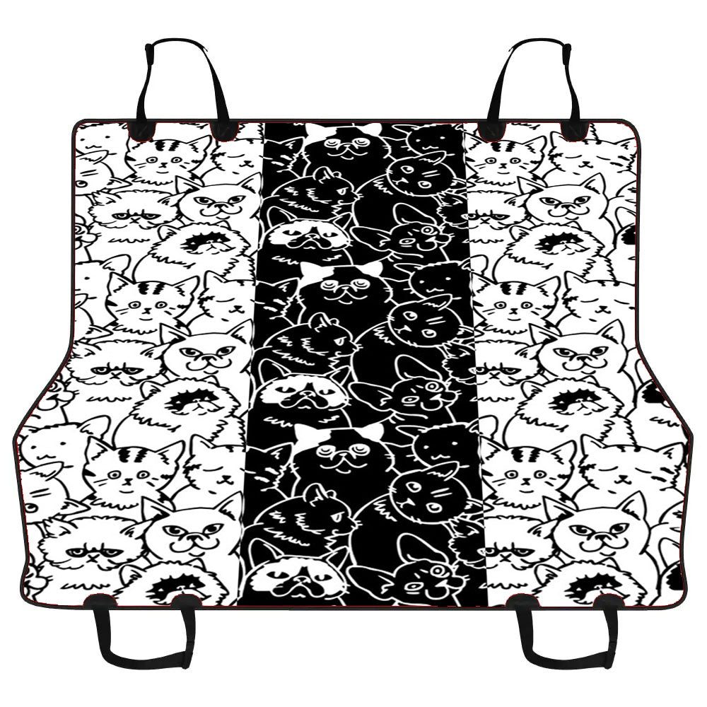 Black White Cats Pattern Car Pet Seat Cover