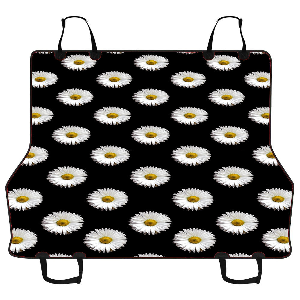 Black White Daisy Flower Pattern Car Pet Seat Cover