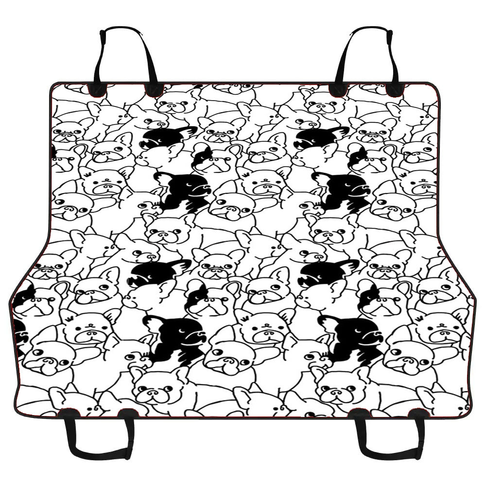 Black White French Bulldog Pattern Car Pet Seat Cover