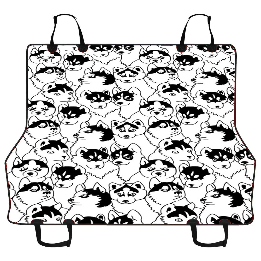 Black White Husky Pattern Car Pet Seat Cover