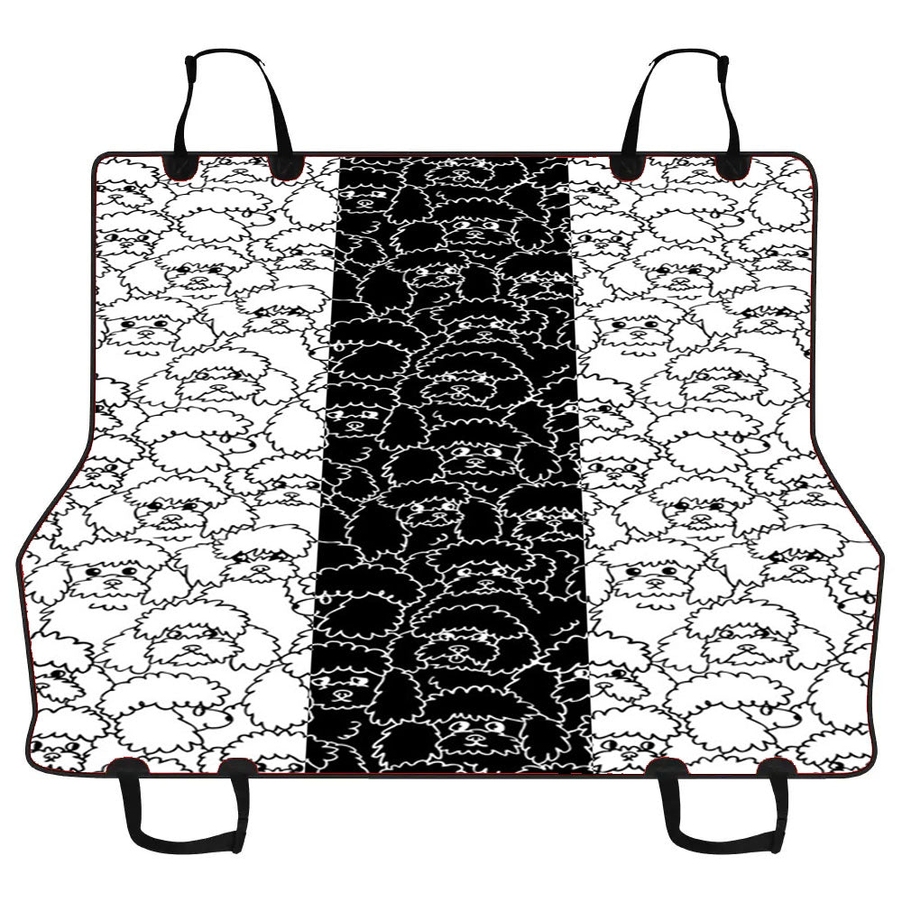 Black White Poodle Pattern Car Pet Seat Cover