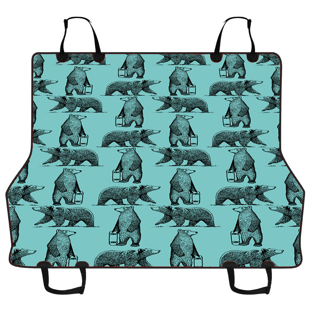 Blue And Black Skate Bear Illustrations Pattern Car Pet Seat Cover