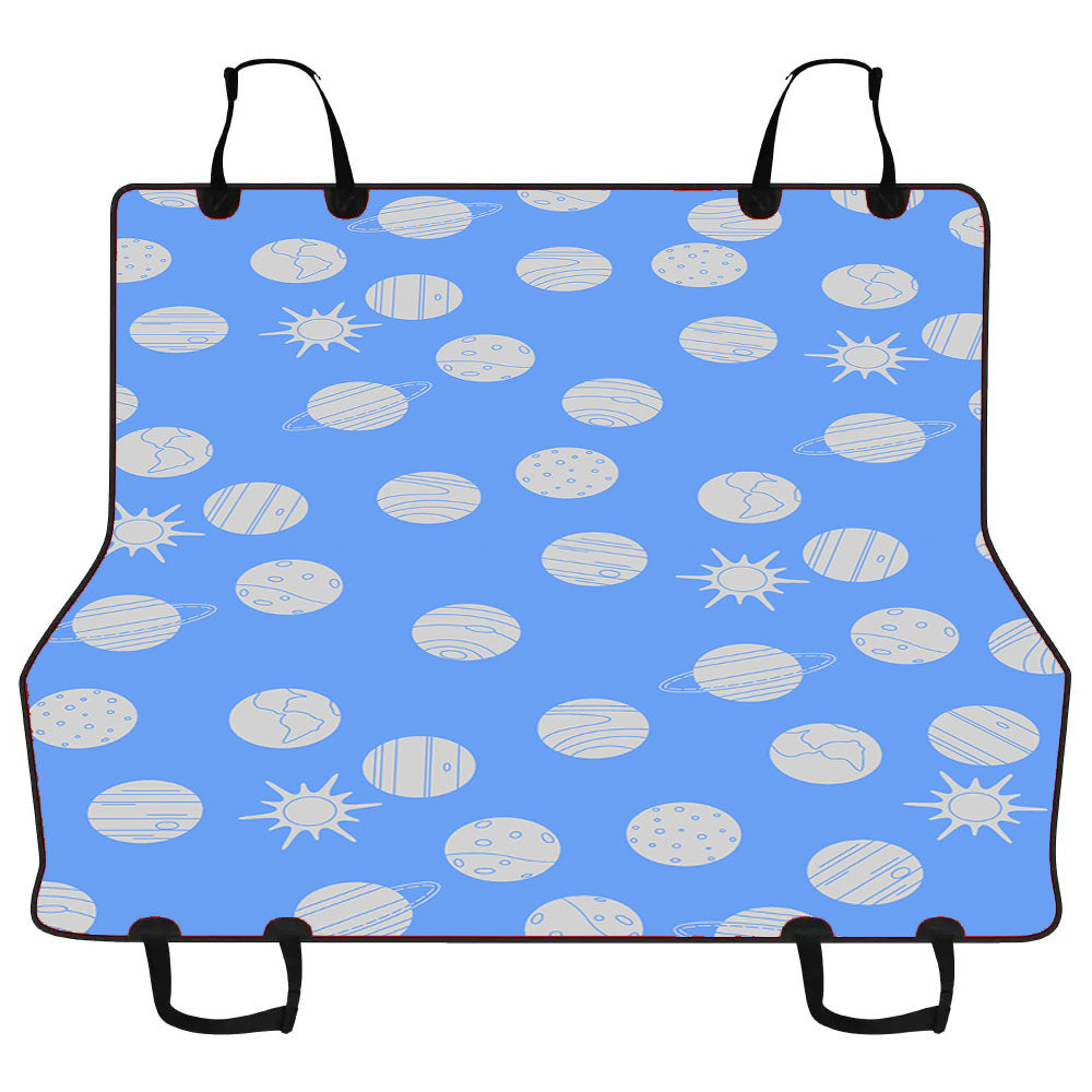 Blue Grey Planet Pattern Doodle Car Pet Seat Cover