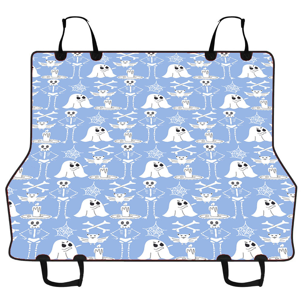 Blue Pattern Halloween Ghost Skeleton Car Pet Seat Cover