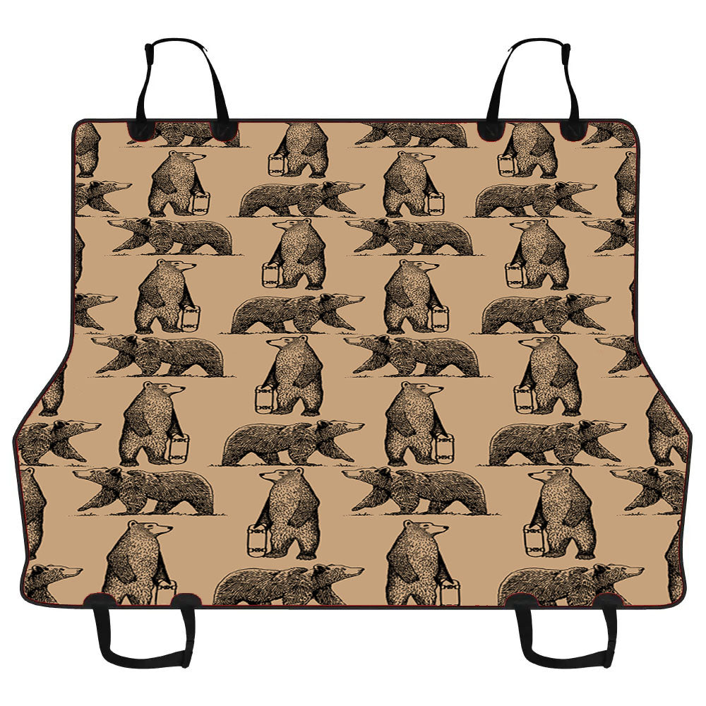 Brown And Black Skate Bear Illustrations Pattern Car Pet Seat Cover