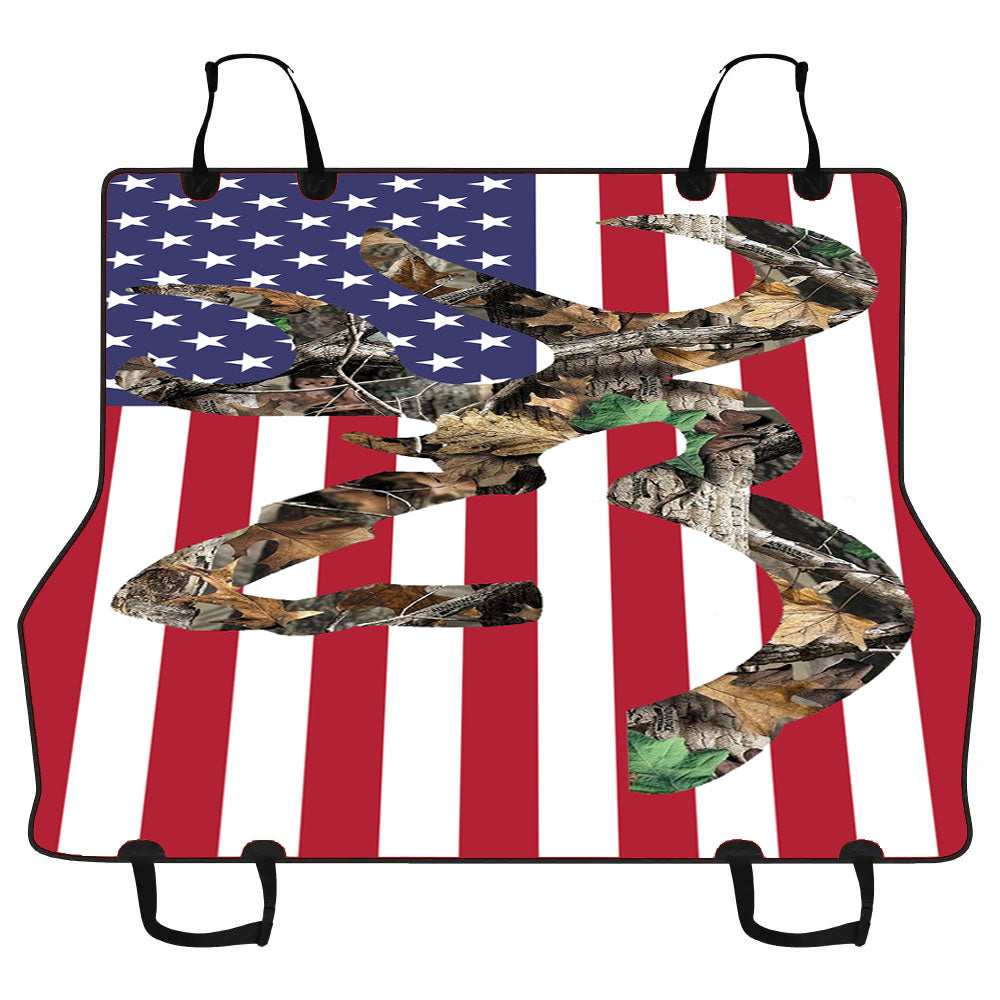 Browning Deer Camo American Flag Car Pet Seat Cover