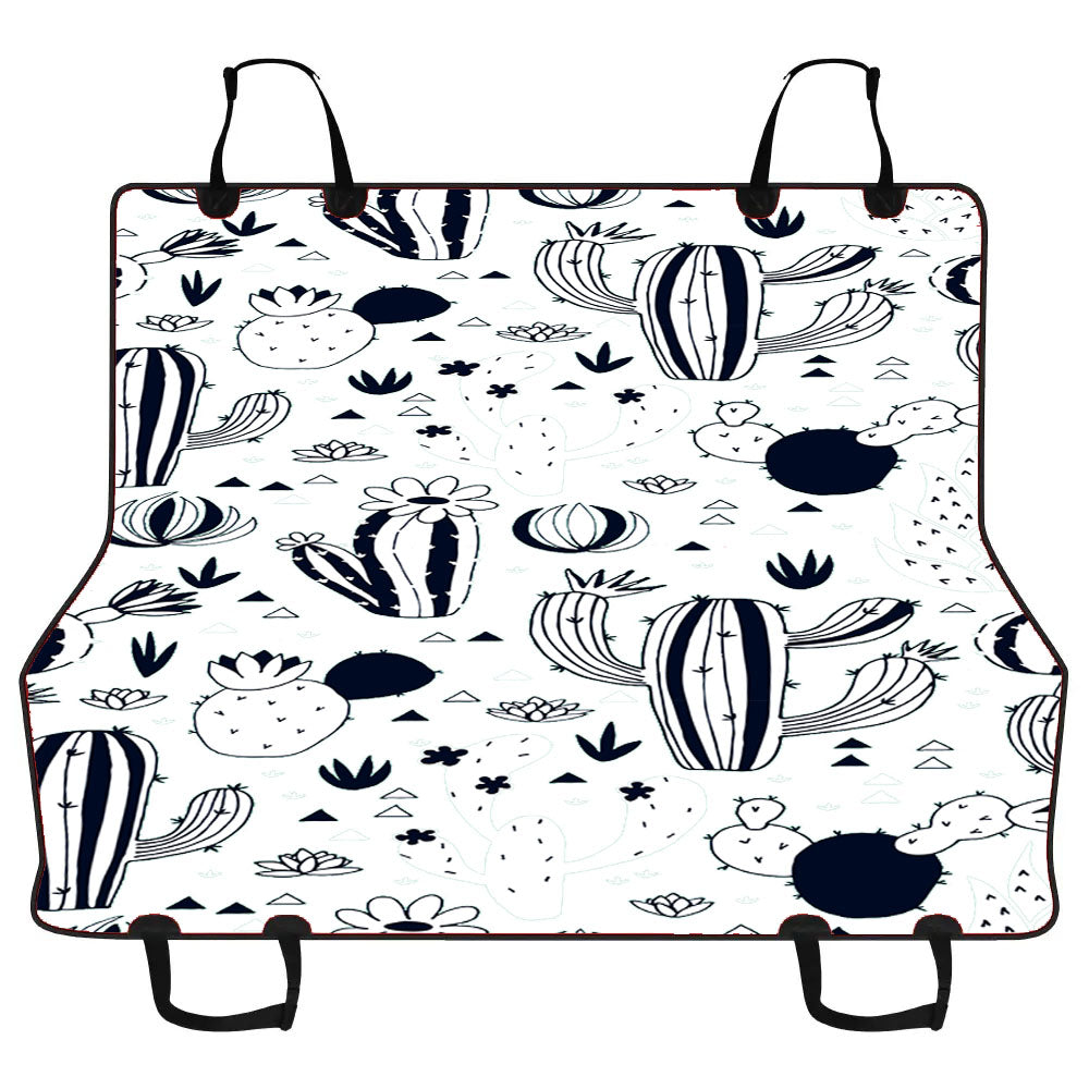 Cactus Black White Pattern Car Pet Seat Cover