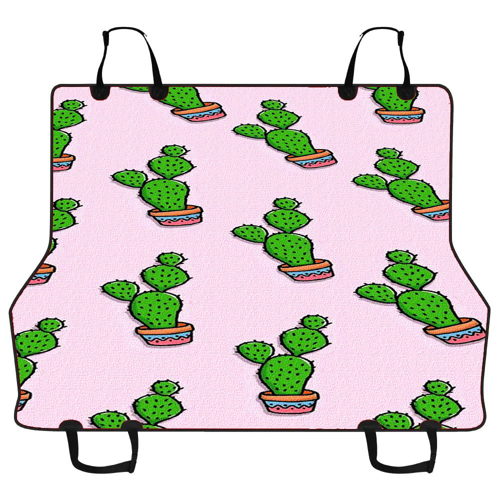 Cactus Pattern Pink Canvas Car Pet Seat Cover