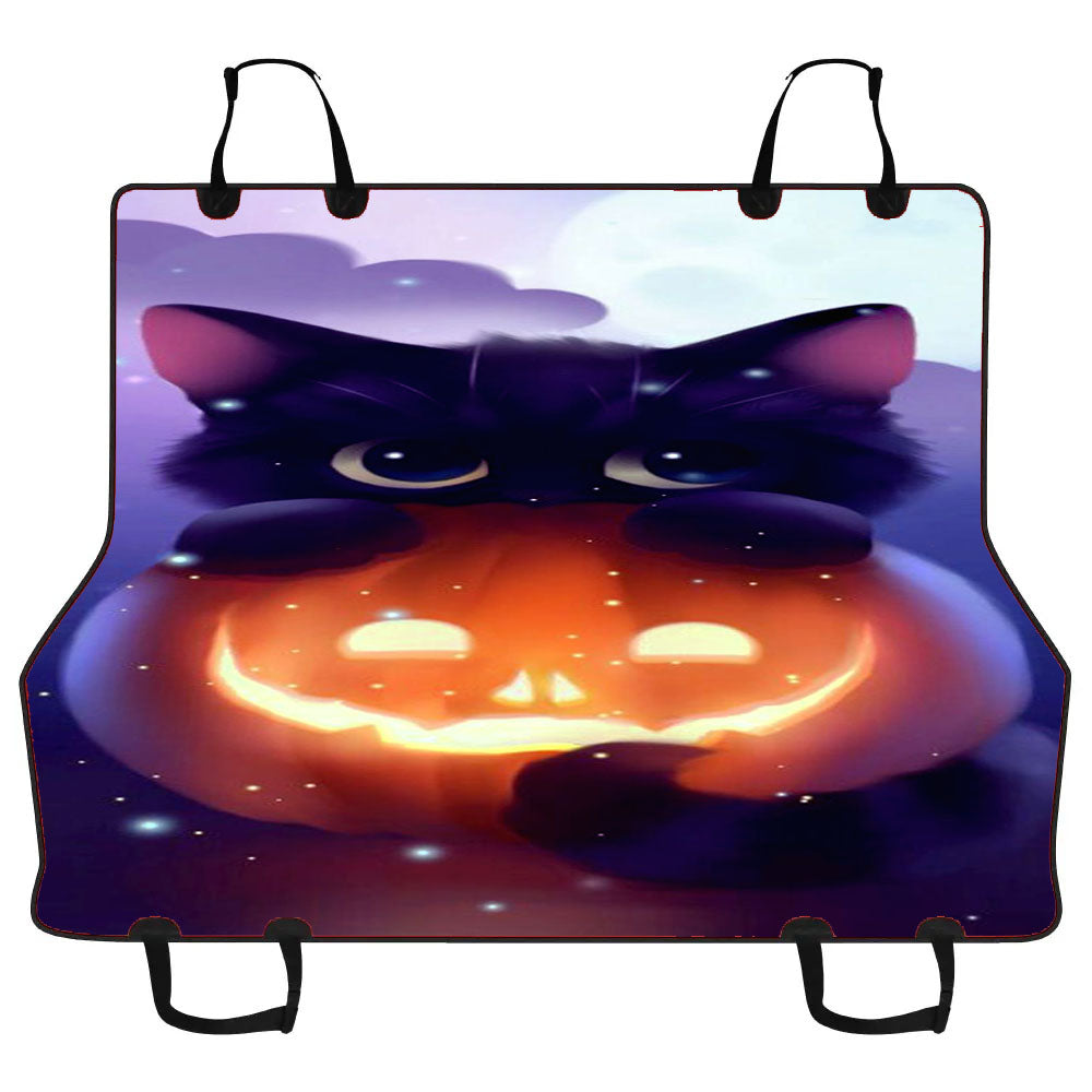 Cat Halloween Illustration Car Pet Seat Cover