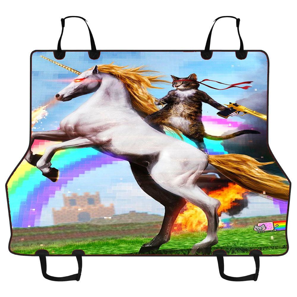 Cat Unicorn Pixel Rainbow Car Pet Seat Cover