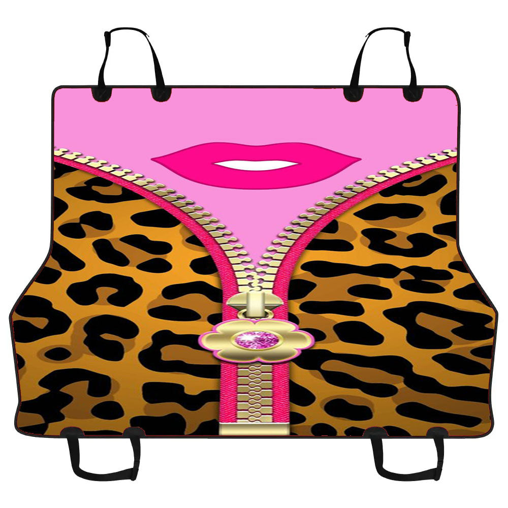 Cheetah Zipper Pattern And Lips Pink Car Pet Seat Cover