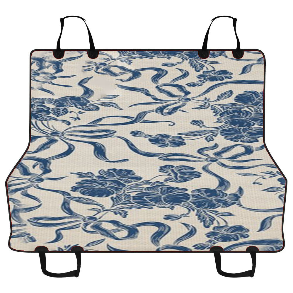 Chic Modern Vintage Ivory Navy Blue Car Pet Seat Cover