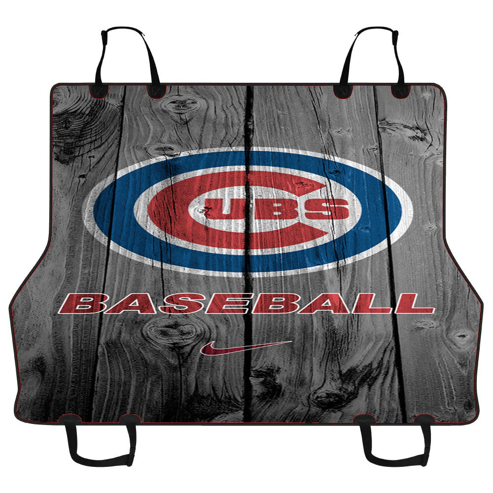 Chicago Cubs Baseball Logo Dark Wood Wallpaper Car Pet Seat Cover