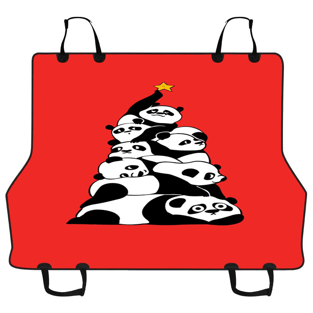 Christmas Tree Pandas Red Car Pet Seat Cover